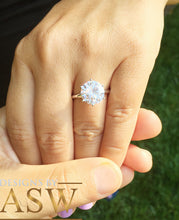 Load image into Gallery viewer, 14K Solid White Gold Round Cut Forever One Moissanite Engagement Ring Deco, Bridal, Wedding, Anniversary, Four prong set, Solitaire 5.00ctw
