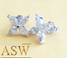 Load image into Gallery viewer, Marquise Cut Simulated Diamonds, Prong Set, Wedding Engagement Stud Earrings Halo Bridal Gift 14k Solid White Gold 2.00ctw
