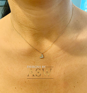 14k white gold Heart Shape round cut  natural diamonds necklace pendent and adjustable chain bridal wedding anniversary gift 0.07ctw