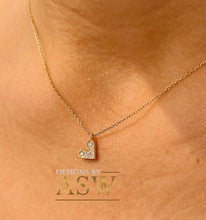Load image into Gallery viewer, 14k white gold Heart Shape round cut  natural diamonds necklace pendent and adjustable chain bridal wedding anniversary gift 0.07ctw
