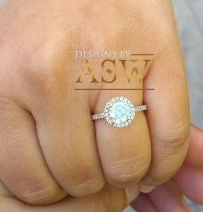 14k Yellow Gold Round Forever one Moissanite and Diamond Engagement Ring Filigree Deco Bridal Wedding Anniversary, Bridal, Halo 1.50ctw