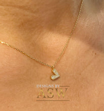 Load image into Gallery viewer, 14k white gold Heart Shape round cut  natural diamonds necklace pendent and adjustable chain bridal wedding anniversary gift 0.07ctw

