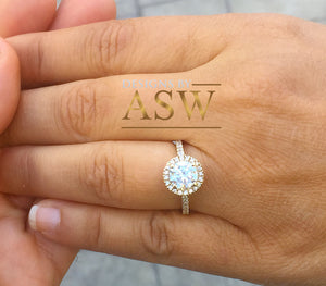 14k Yellow Gold Round Forever one Moissanite and Diamond Engagement Ring Filigree Deco Bridal Wedding Anniversary, Bridal, Halo 1.50ctw
