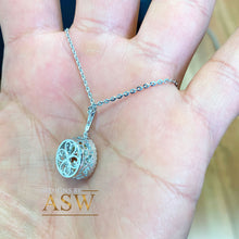 Load image into Gallery viewer, 14k White Gold Oval Cut Fancy Yellow And Round Cut Diamonds Pendent Necklace Art Deco Antique Style Halo Bridal Gift Chain Wedding 5.20ctw
