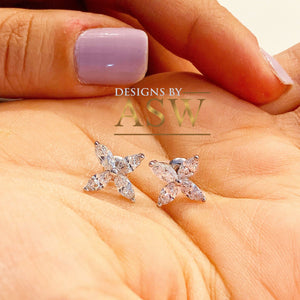 Gorgeous 14K White Gold Marquise Cut Forever One Moissanite Earrings, Bridal, Wedding, Anniversary, Four prong set, push backs 2.00ctw