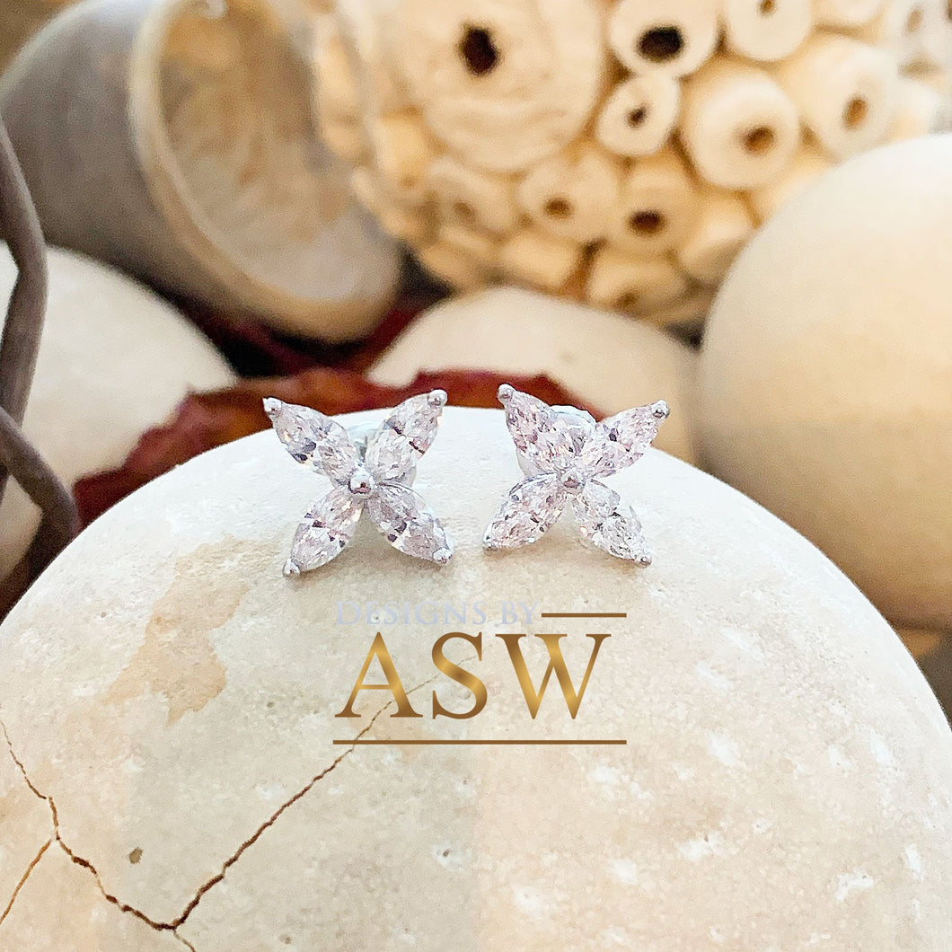 Gorgeous 14K White Gold Marquise Cut Forever One Moissanite Earrings, Bridal, Wedding, Anniversary, Four prong set, push backs 2.00ctw