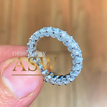 Load image into Gallery viewer, Princess and Round Cut Simulated Diamond Eternity Three Sided Band Deco Antique, Bridal, Wedding, Anniversary, Gift 14K White Gold 4.00ctw
