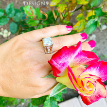 Load image into Gallery viewer, HUGE 6.50Ctw Heavy 14k Solid White Rose Gold Cushion Cut Moissanite and Natural Diamond Engagement Ring, Bridal, Wedding, Promise, Propose
