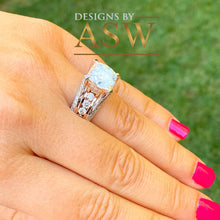 Load image into Gallery viewer, HUGE 6.50Ctw Heavy 14k Solid White Rose Gold Cushion Cut Moissanite and Natural Diamond Engagement Ring, Bridal, Wedding, Promise, Propose
