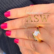 Load image into Gallery viewer, Beautiful 14K Solid Yellow Gold Princess Cut Natural Diamond Engagement Ring Bridal, Wedding, Anniversary, Tension Set Solitaire 0.75ct
