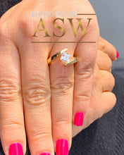 Load image into Gallery viewer, Beautiful 14K Solid Yellow Gold Princess Cut Natural Diamond Engagement Ring Bridal, Wedding, Anniversary, Tension Set Solitaire 0.75ct
