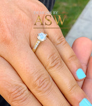 Load image into Gallery viewer, Elegant 14k Solid Yellow Gold Round Cut Simulated Diamond Engagement Ring Bridal, Wedding, Anniversary, Prong Set Cathedral Promise 1.25ctw
