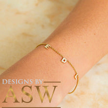 Load image into Gallery viewer, 14K Solid White Or Yellow Or Rose Gold Multi Natural Diamonds Initials 0.10ctw Each, Womens Bracelet Beautiful And Dainty
