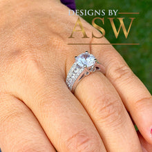 Load image into Gallery viewer, BIG 3.50 Carat 14k Solid White Gold Round Cut Forever One Moissanite and Natural Diamond Engagement Ring, Bridal Set, Wedding
