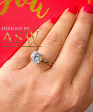 Load image into Gallery viewer, LARGE 14K Solid Yellow Gold Round Cut Moissanite Engagement Ring Deco, Bridal, Wedding, Anniversary, Four prong set, Solitaire 3.00ctw
