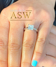 Load image into Gallery viewer, 14K Solid White Gold Princess Cut Moissanite Engagement Ring Deco, Bridal, Wedding, Anniversary, Prong Set Solitaire 1.20ctw
