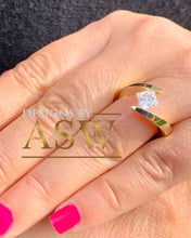 Load image into Gallery viewer, Beautiful 14K Solid Yellow Gold Princess Cut Natural Diamond Engagement Ring Bridal, Wedding, Anniversary, Tension Set Solitaire 0.75ct
