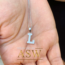 Load image into Gallery viewer, 14K Solid White Or Yellow Or Rose Gold One Initial Set With Round Cut Diamonds, Necklace, Custom Made, Beautiful 0.14ctw
