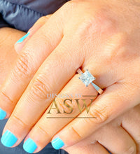 Load image into Gallery viewer, 14K Solid White Gold Princess Cut Forever One Moissanite Engagement Ring Deco, Bridal, Wedding, Anniversary, Prong Set Solitaire 1.20ctw
