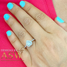 Load image into Gallery viewer, 14k Solid White Gold Heart Shape And Round Cut Simulated Diamond Engagement Ring, Bridal, Wedding, Anniversary, Prong Set 1.50ctw
