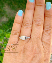 Load image into Gallery viewer, 14K Solid White Gold Asscher, Baguettes And Round Cut Simulated Diamond Engagement Ring Bezel Set Wedding Engagement 1.40ct
