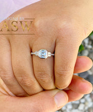 Load image into Gallery viewer, 14K Solid White Gold Forever One Moissanite Asscher And Natural Diamonds Baguettes And Round Cut Engagement Ring Bezel Set Engagement 1.40ct

