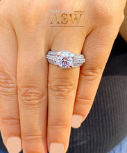 Load image into Gallery viewer, BIG 14K Solid And Heavy White Gold Round Cut Simulated Diamond Engagement Ring Bridal Set Wedding Set 3.50ctw by ASW
