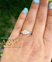 Load image into Gallery viewer, 14K Solid White Gold Forever One Moissanite Asscher And Natural Diamonds Baguettes And Round Cut Engagement Ring Bezel Set Engagement 1.40ct
