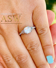 Load image into Gallery viewer, 14K Solid White Gold Asscher, Baguettes And Round Cut Simulated Diamond Engagement Ring Bezel Set Wedding Engagement 1.40ct
