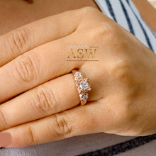 Load image into Gallery viewer, 14k Solid Rose Gold Round Cut Forever One Moissanite and Diamond Engagement Ring, Bridal, Wedding, Natural Diamonds 0.73ctw
