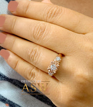 Load image into Gallery viewer, 14k solid rose gold round cut diamond engagement ring natural diamonds, three stone style bridal wedding anniversary promise propose 0.60ctw
