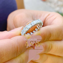 Load image into Gallery viewer, Princess and Round Cut Simulated Diamond Eternity Three Sided Band Deco Antique, Bridal, Wedding, Anniversary, Gift 14K White Gold 4.00ctw

