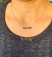 Load image into Gallery viewer, 14K Solid White Or Yellow Or Rose Gold Multi Initials Bar Necklace, Custom Made, Beautiful and Dainty 0.03ct Round cut Natural Diamond
