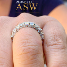 Load image into Gallery viewer, Princess and Round Cut Simulated Diamond Eternity Three Sided Band Deco Antique, Bridal, Wedding, Anniversary, Gift 14K White Gold 4.00ctw
