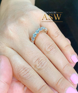 14K Solid Rose Gold Round Cut Moissanite Eternity Band Deco, Bridal, Wedding, Anniversary, Propose, Promise ring 5.00ct 4.0mm