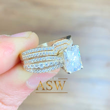 Load image into Gallery viewer, 14k Yellow Gold Radiant Cut Forever One Moissanite And Diamonds Engagement Ring And Band Set Anniversary, Wedding, Propose 3.30ctw
