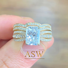Load image into Gallery viewer, 14k Yellow Gold Radiant Cut Forever One Moissanite And Diamonds Engagement Ring And Band Set Anniversary, Wedding, Propose 3.30ctw
