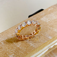 Load image into Gallery viewer, 14K Solid Rose Gold Round Cut Moissanite Eternity Band Deco, Bridal, Wedding, Anniversary, Propose, Promise ring 5.00ct 4.0mm
