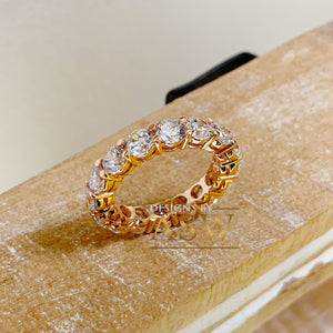 14K Solid Rose Gold Round Cut Moissanite Eternity Band Deco, Bridal, Wedding, Anniversary, Propose, Promise ring 5.00ct 4.0mm