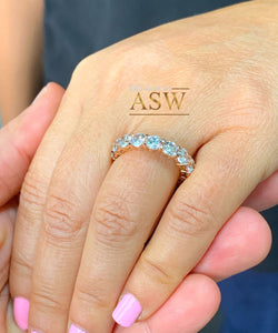 14K Solid Rose Gold Round Cut Forever One Moissanite Eternity Band Deco, Bridal, Wedding, Anniversary, Propose, Promise ring 5.00ct 4.0mm
