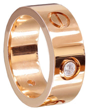 Load image into Gallery viewer, 18K Rose Gold Round Cut Diamonds Ring Band Mens 7mm 0.24ctw
