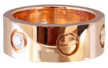 Load image into Gallery viewer, 18K Rose Gold Round Cut Diamonds Ring Band Mens 7mm 0.24ctw
